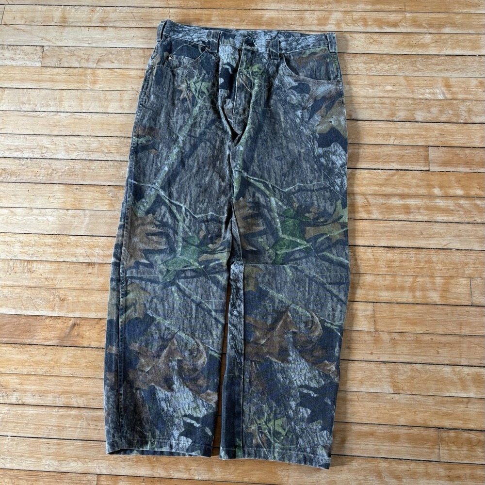 VTG Mossy Oak Camo Canvas Carpenter Pants Mens 34x30 Faded y2k Hunting Skater
